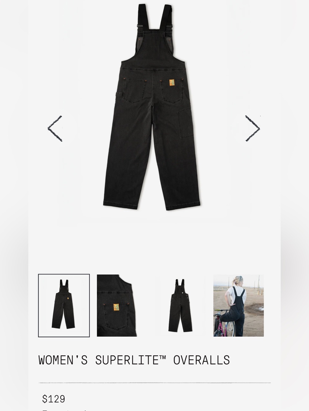 Ripton & Co Women’s Superlite Overalls - Black small
